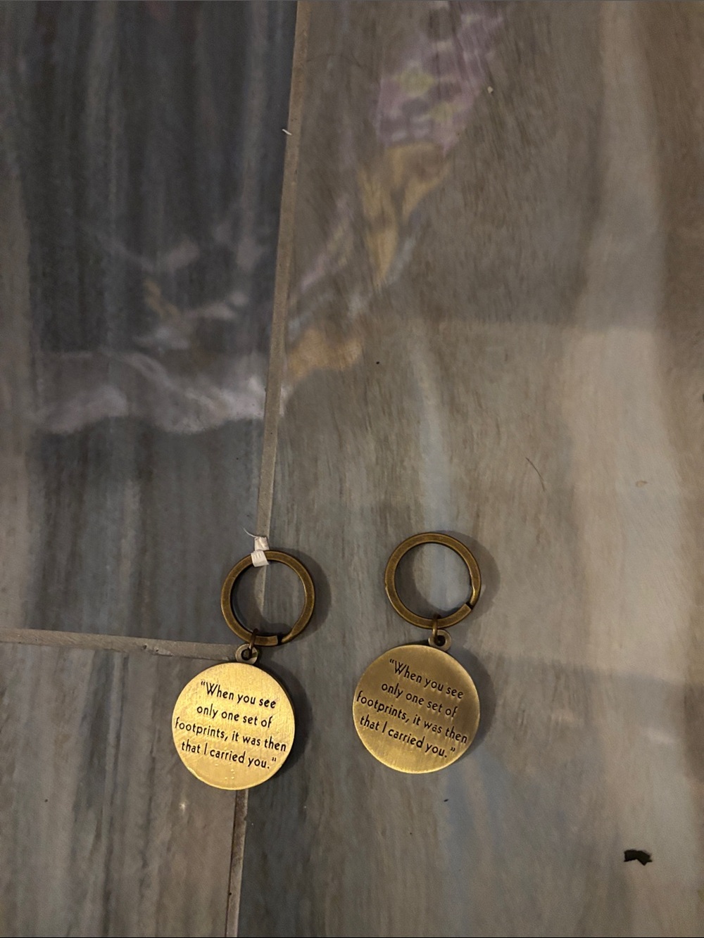 Brass Round Key Ring with Inspirational Engraving - Gold -Bundle of two